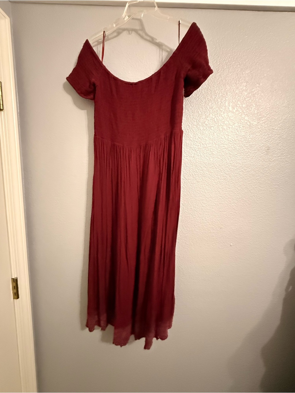 Roxy Burgundy Off-Shoulder Midi Dress - Picture 3 of 7